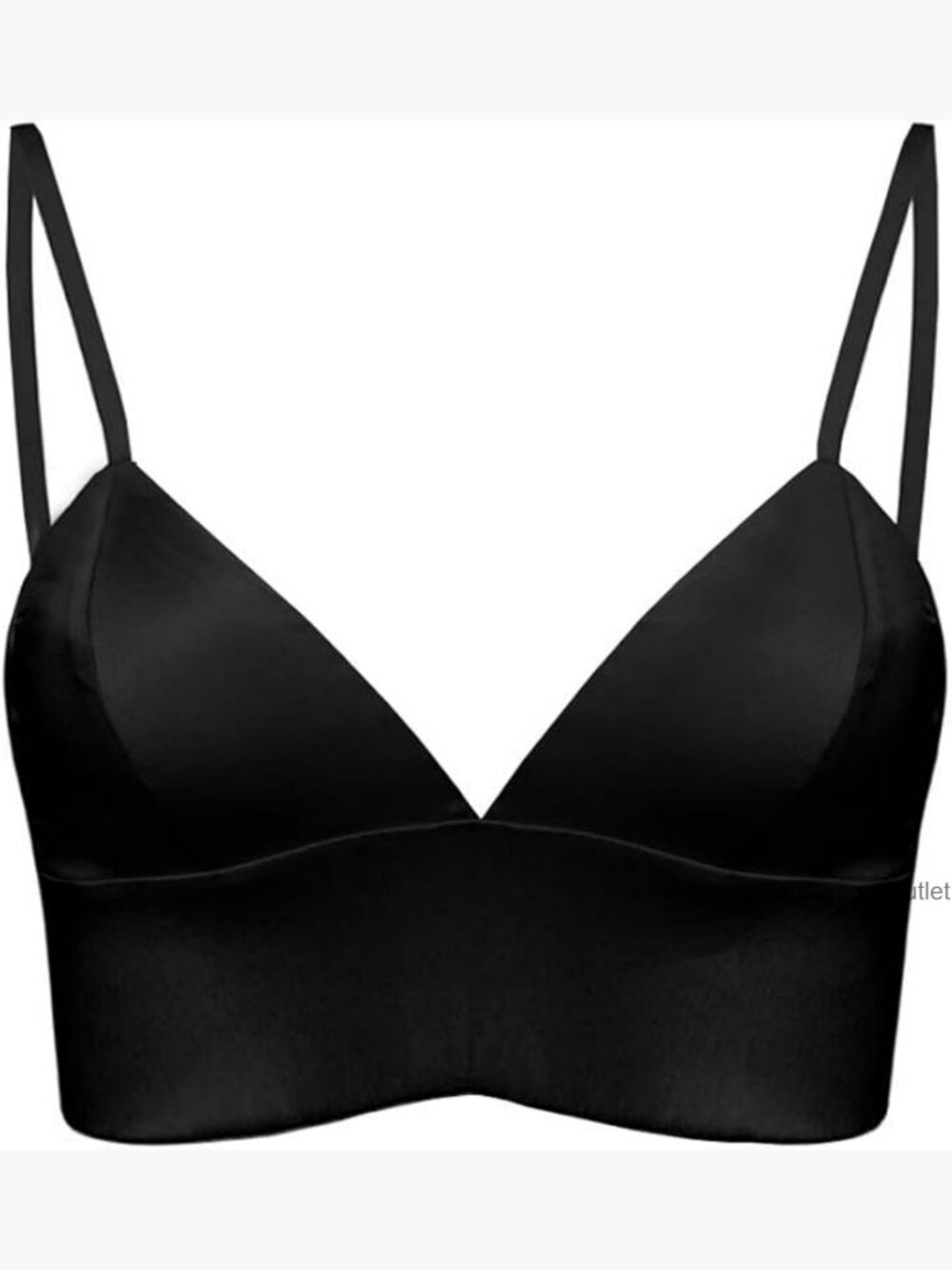 V-Neck Silk Satin Bralette Triangle Cup Wire-Free Bra Top